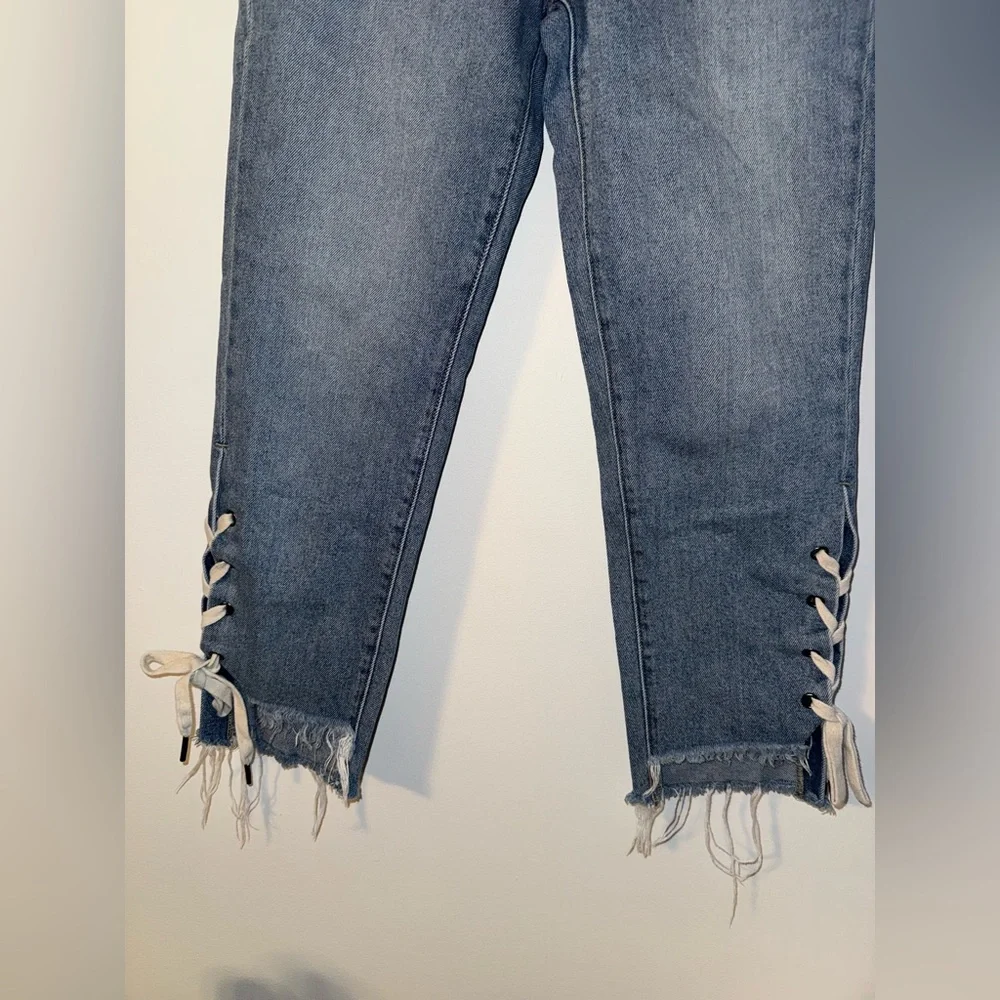 Hidden Lace Up Denim Straight Leg Jeans Size 26 - Picture 3 of 16